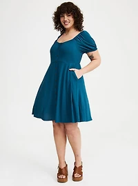 Button Front Skater Mini Dress