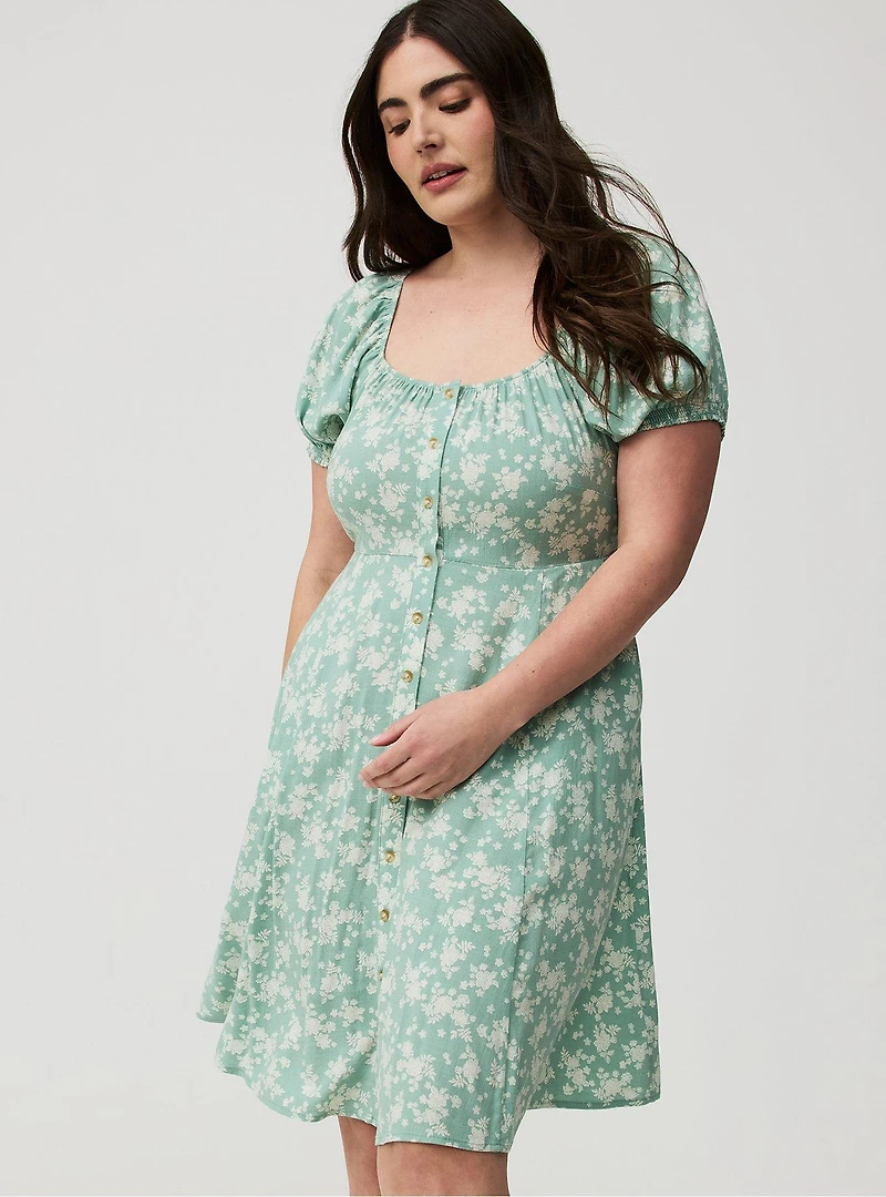 Button Front Skater Mini Dress