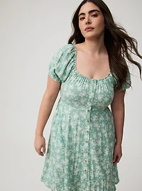 Button Front Skater Mini Dress