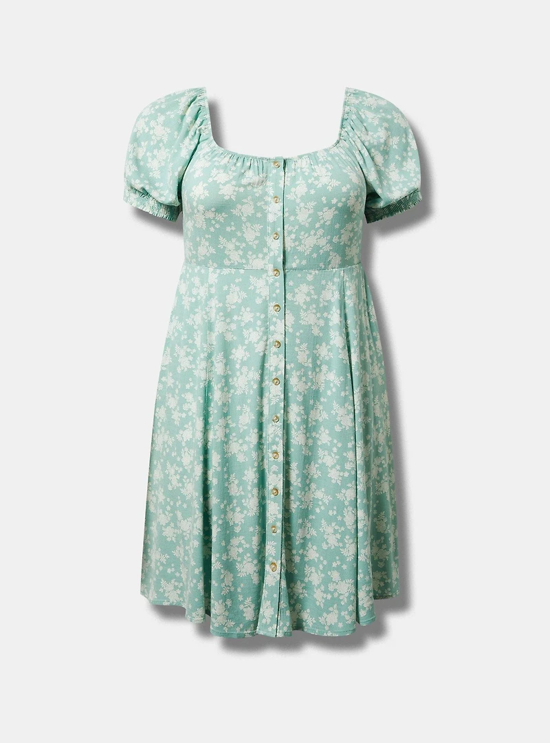 Button Front Skater Mini Dress