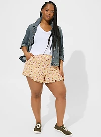 5 Inch Pull On Washable Gauze Ruffle Shorts