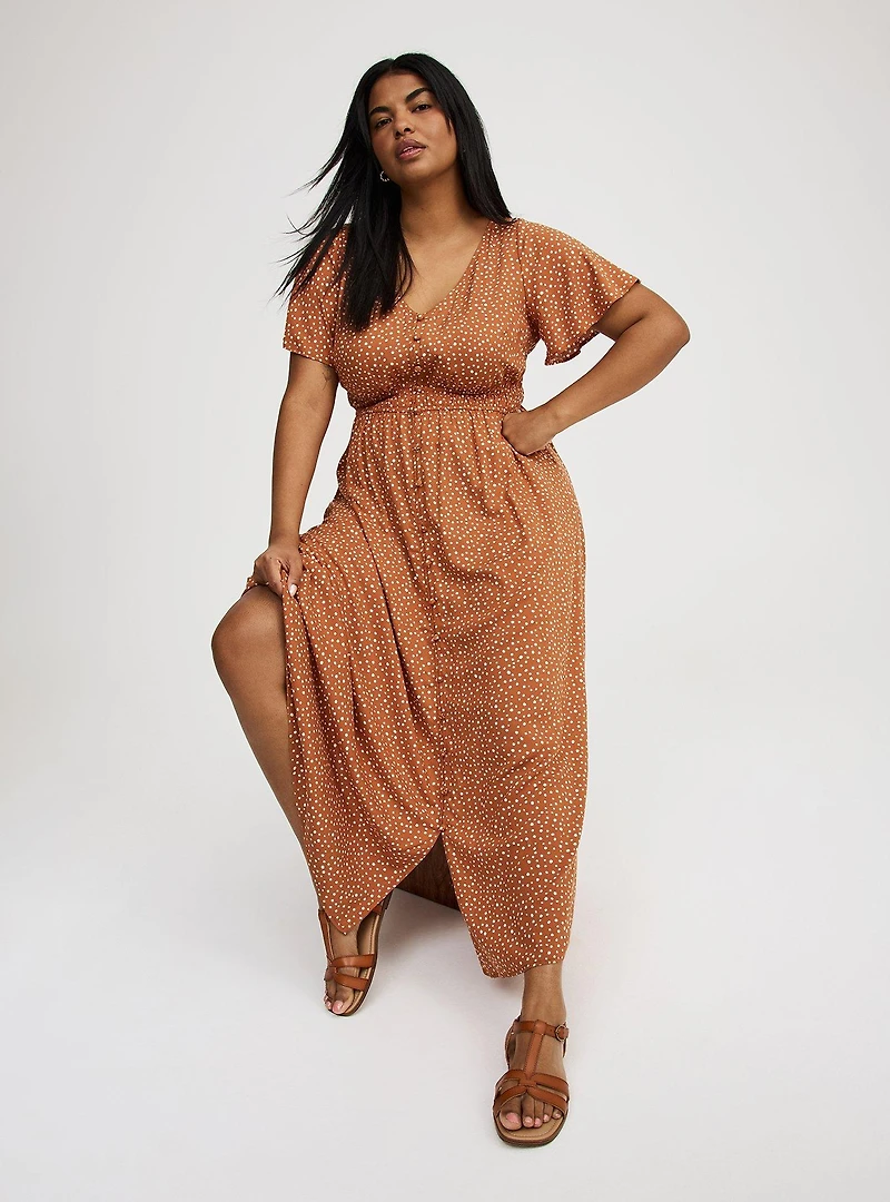 Button Front Maxi Dress