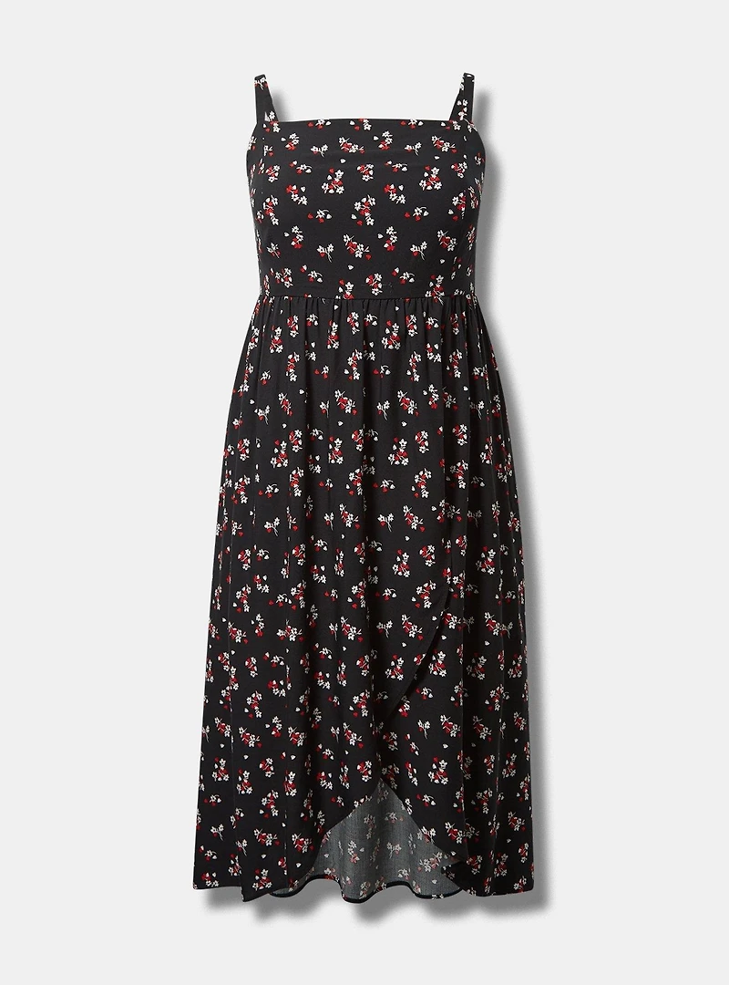 Tea Length Challis Square Neck Dress