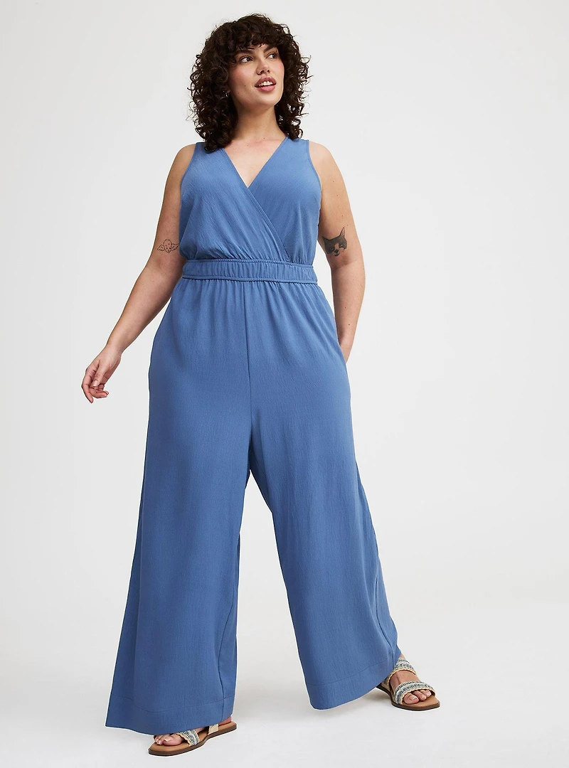Surplice Wide Leg Jumpsuit