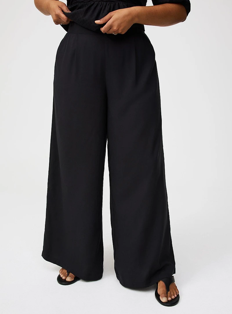 High-Rise Pull-On Wide-Leg Pant
