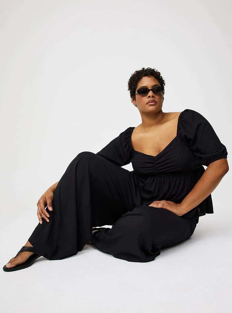 High-Rise Pull-On Wide-Leg Pant