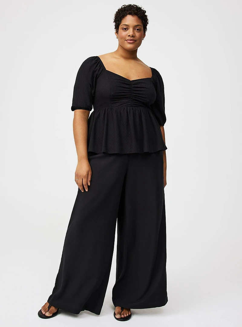 High-Rise Pull-On Wide-Leg Pant