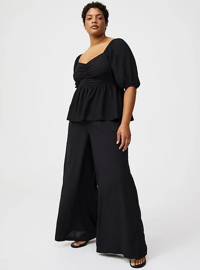 High-Rise Pull-On Wide-Leg Pant
