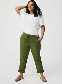 Pull-On Convertible Poplin Crop Pant