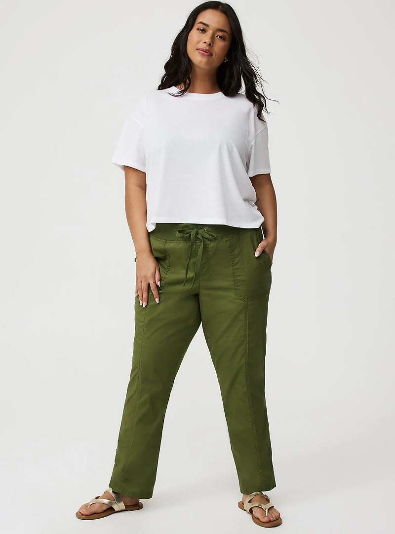 Pull-On Convertible Poplin Crop Pant