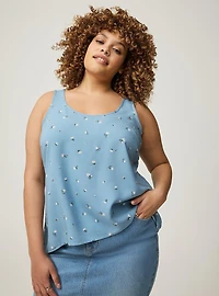 Hi-Low Challis Tank Top