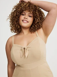 Rayon Slub Tie-Front Jumpsuit