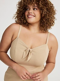 Rayon Slub Tie-Front Jumpsuit