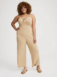 Rayon Slub Tie-Front Jumpsuit