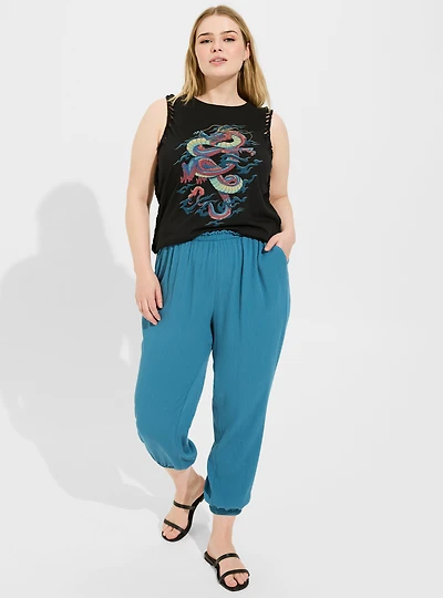 Pull-On Washable Gauze High Rise Jogger