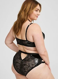 Patent Pleather Mid-Rise Strappy Side Cheeky