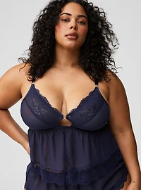 Lace And Mesh Flyaway Lingerie Top