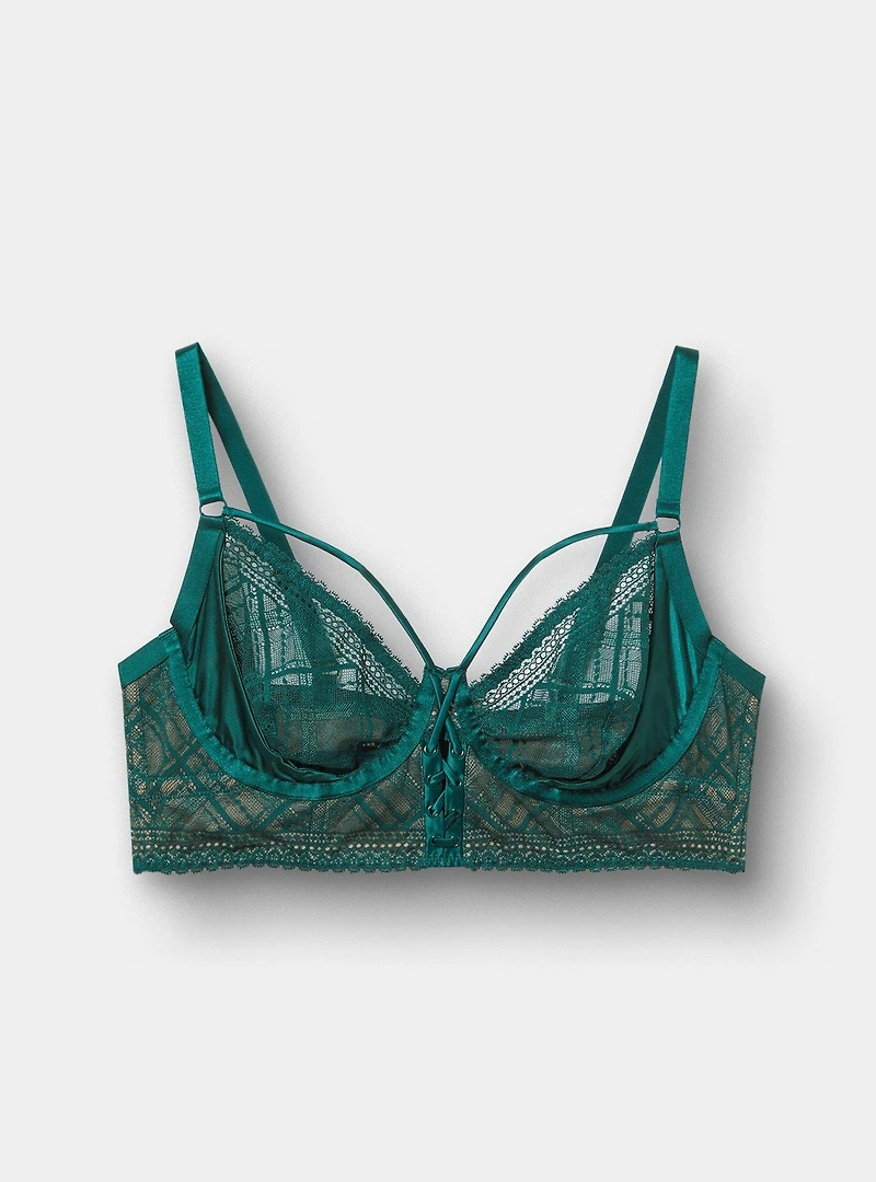 Dark Debutante Lace-Up Underwire Bra