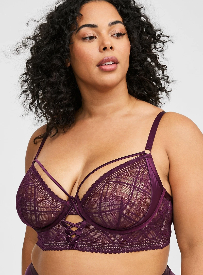 Dark Debutante Lace-Up Underwire Bra