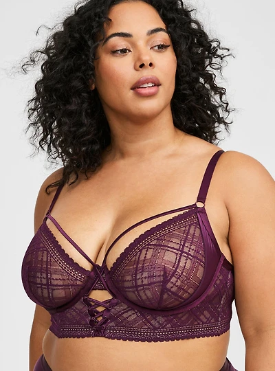 Dark Debutante Lace-Up Underwire Bra