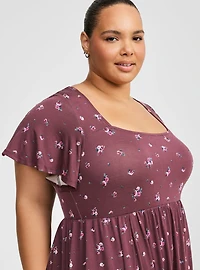 Mini Flutter-Sleeve Skater Dress