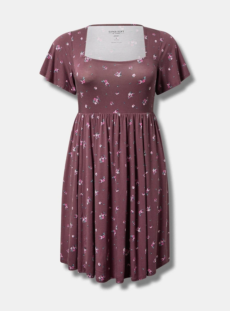 Mini Flutter-Sleeve Skater Dress