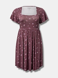 Mini Flutter-Sleeve Skater Dress