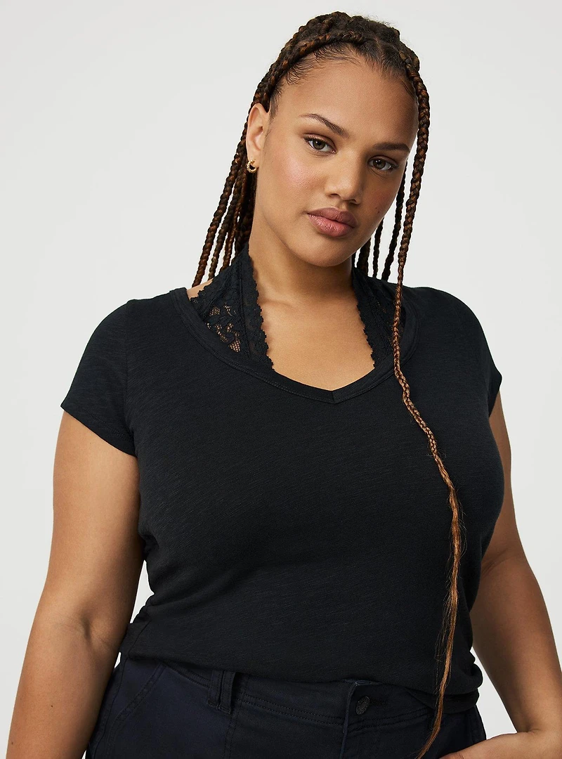 2-Fer Lace Halter-Neck Tee