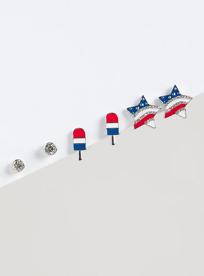 Star And Popsicle Stud Earring Set