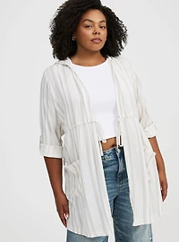 Washable Gauze Hooded Kimono