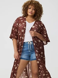 Mesh Ruffle Sleeve Kimono