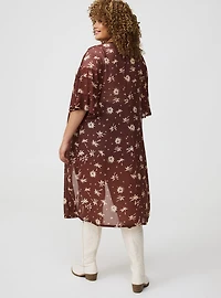 Mesh Ruffle Sleeve Kimono