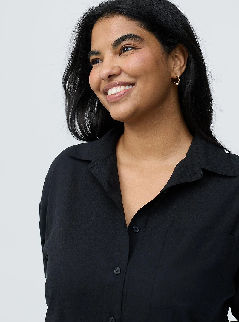 Drop-Shoulder Button-Down Shirt