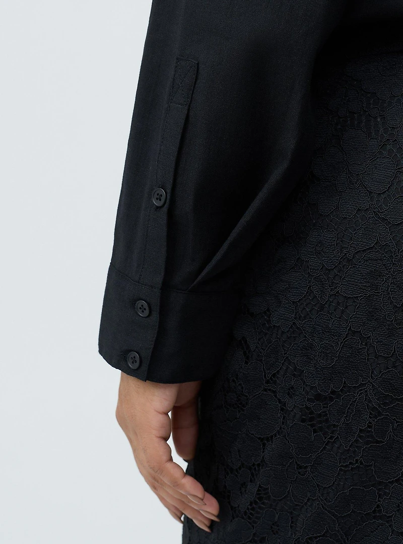 Drop-Shoulder Button-Down Shirt