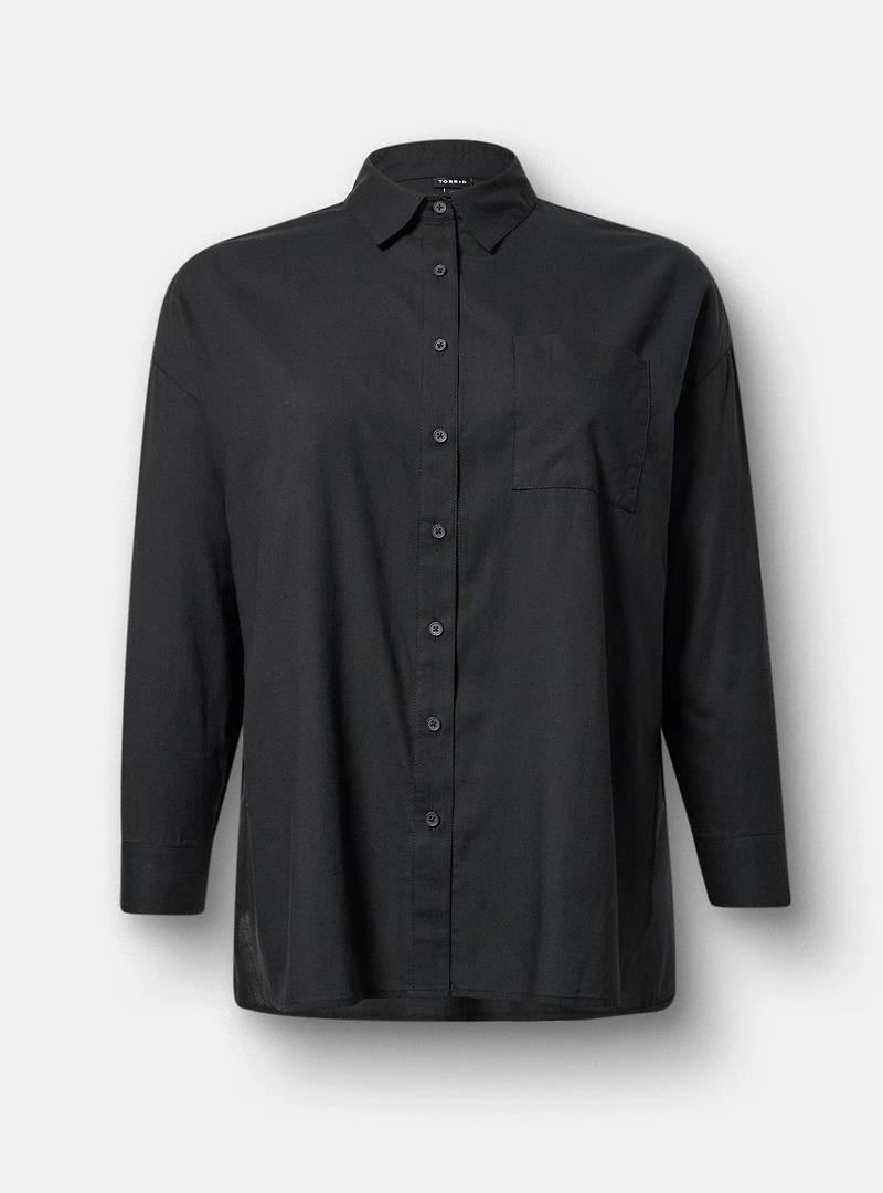Drop-Shoulder Button-Down Shirt