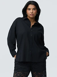 Drop-Shoulder Button-Down Shirt