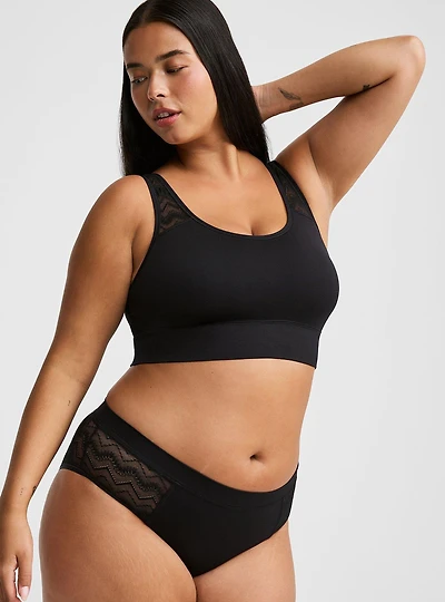 Seamless Smooth Lace Mid-Rise Hipster Panty