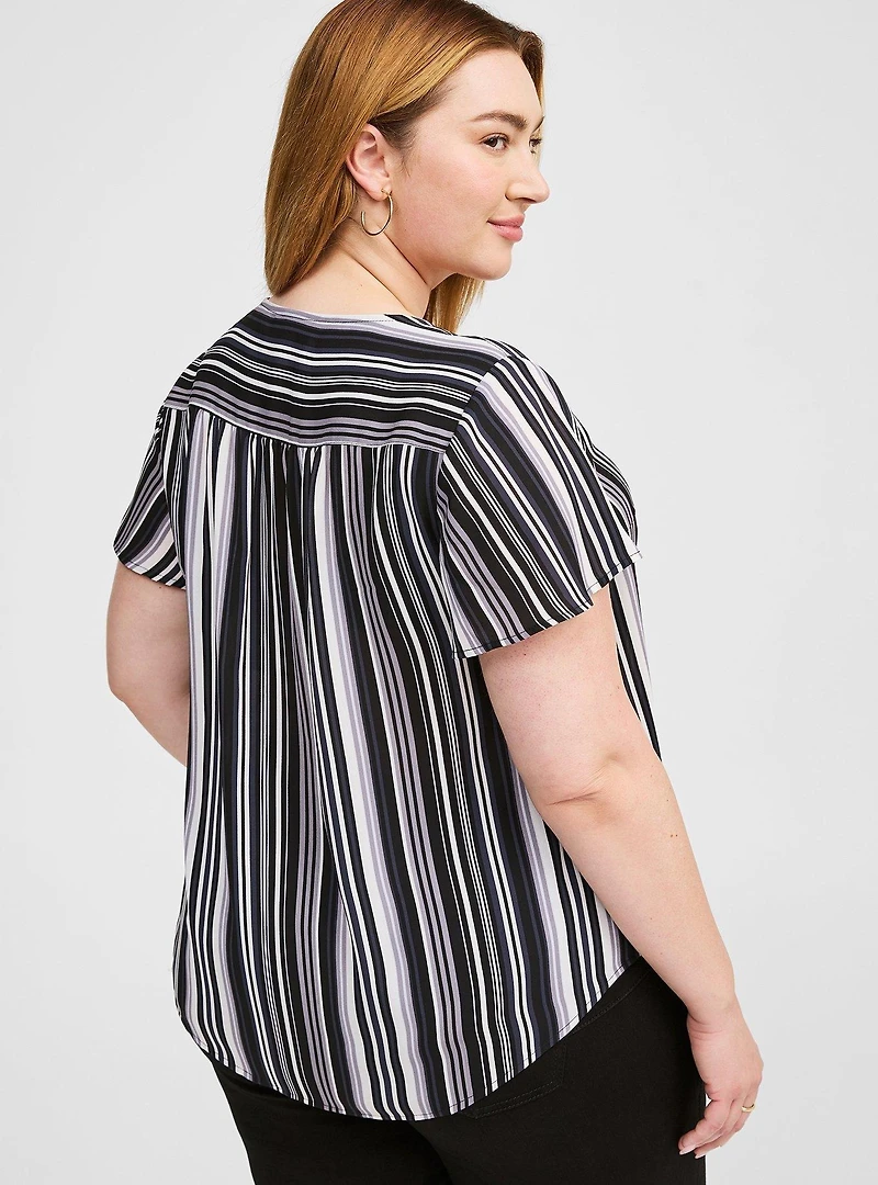 Harper Georgette Pullover Flutter Sleeve Blouse