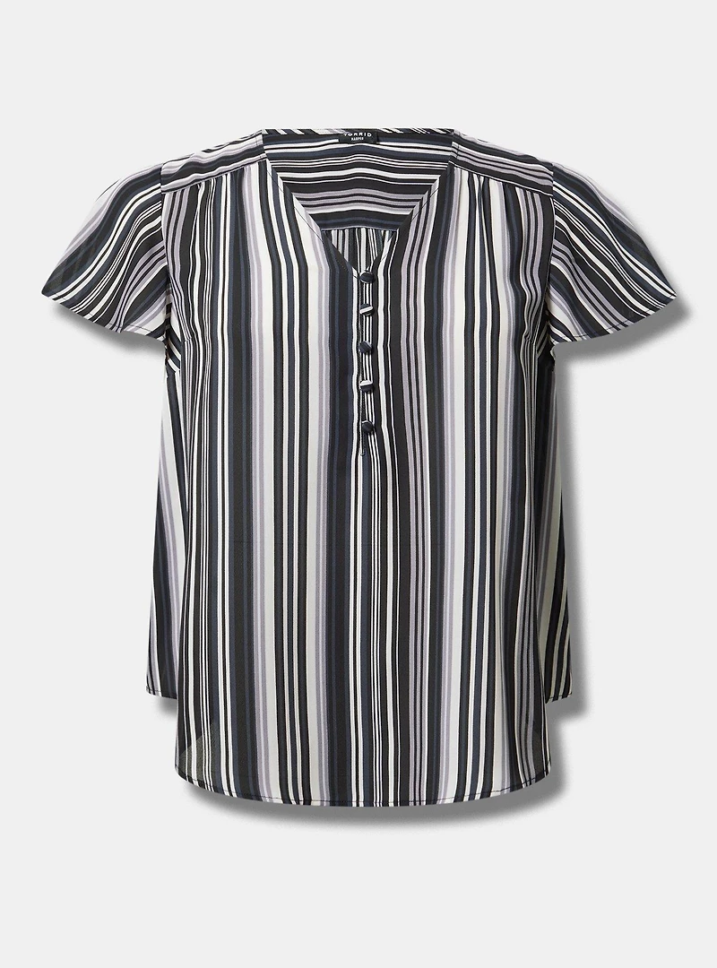 Harper Georgette Pullover Flutter Sleeve Blouse