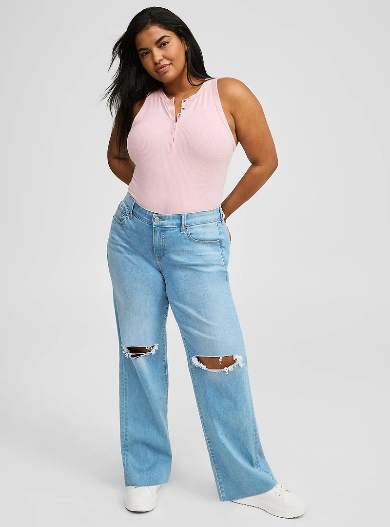 Super Soft Rib Snap Front High Neck Tank