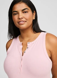 Super Soft Rib Snap Front High Neck Tank