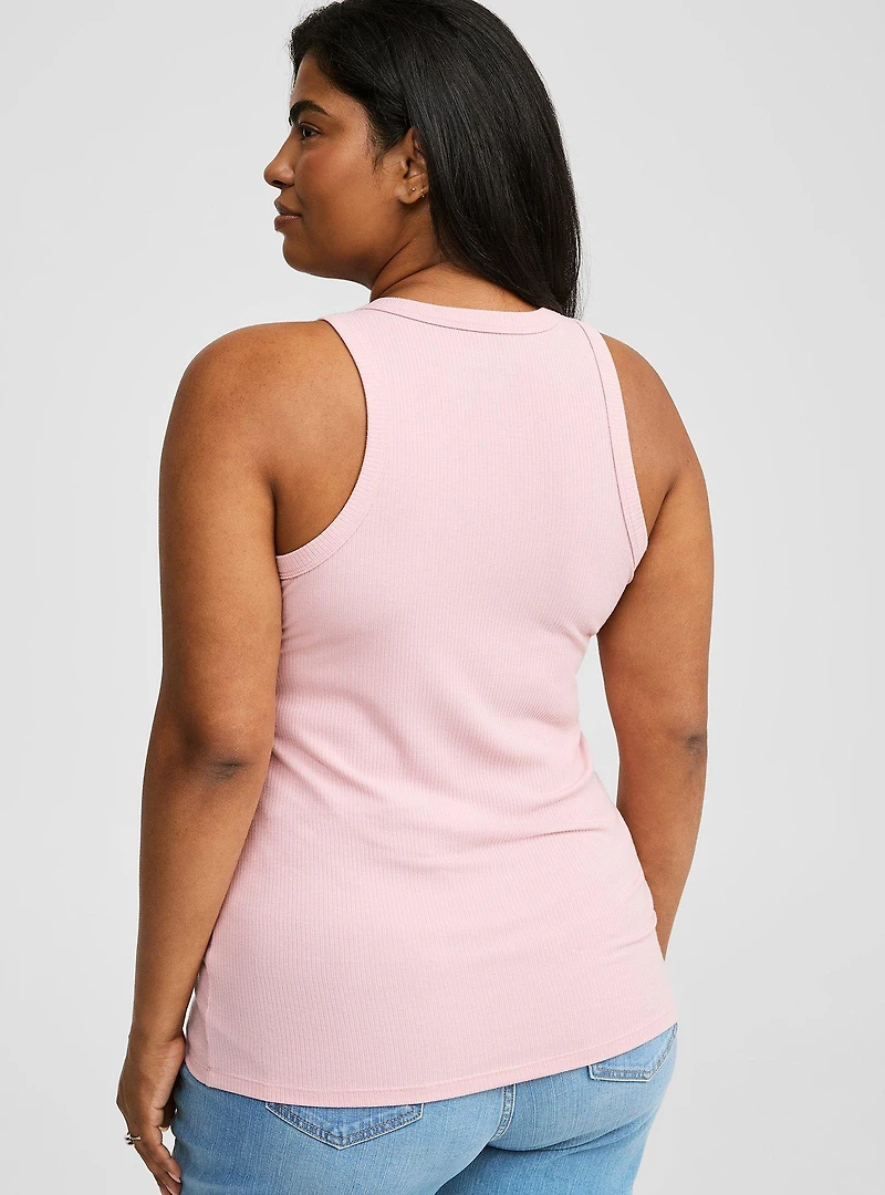Super Soft Rib Snap Front High Neck Tank