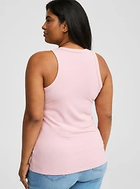 Super Soft Rib Snap Front High Neck Tank
