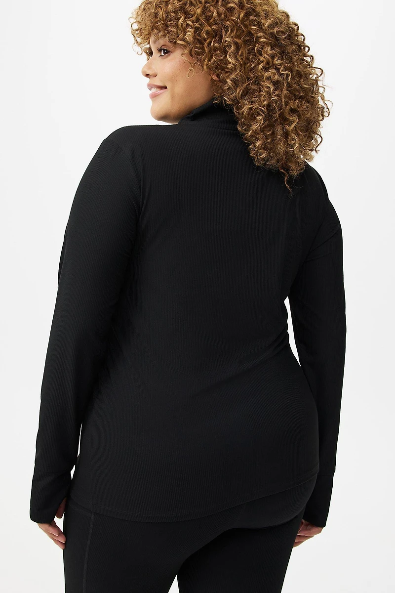 Performance Rib Long Sleeve Mock Neck Zip Pullover