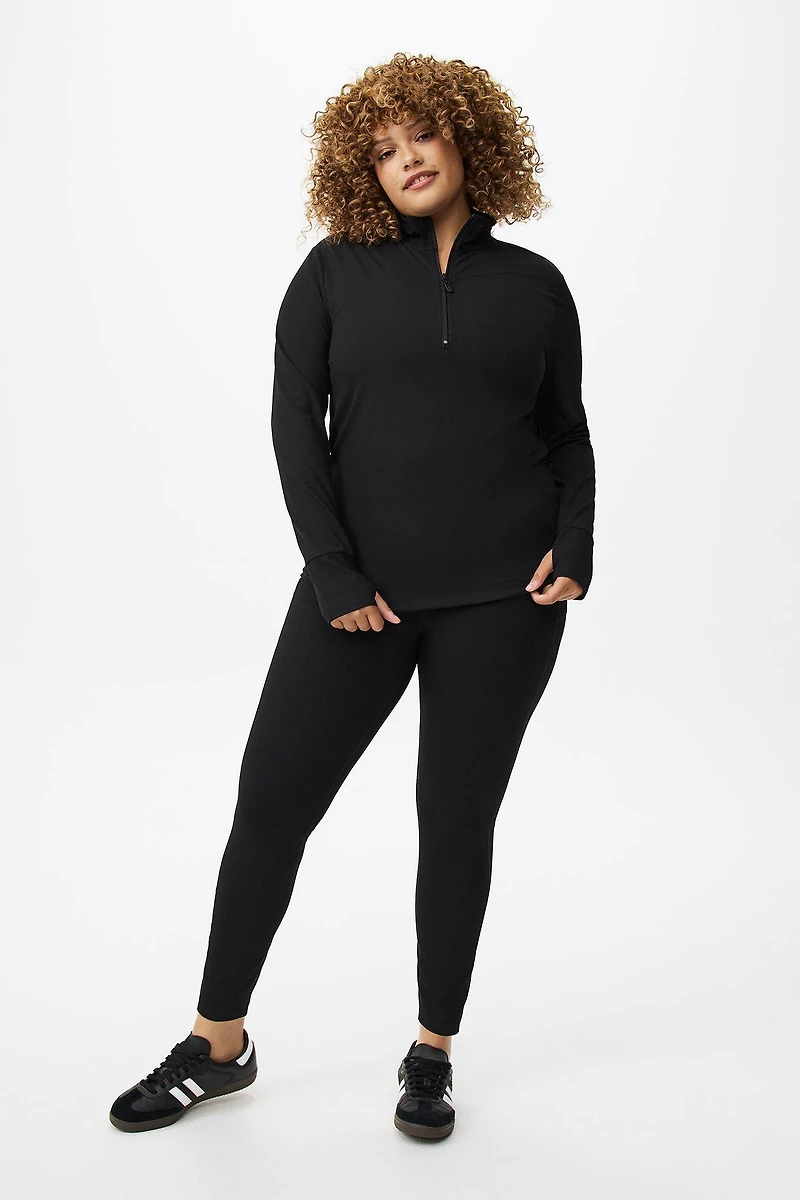 Performance Rib Long Sleeve Mock Neck Zip Pullover