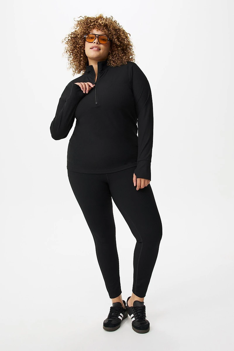 Performance Rib Long Sleeve Mock Neck Zip Pullover