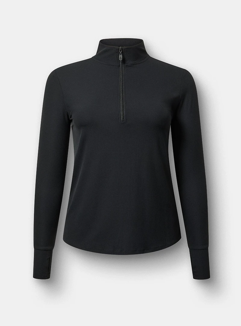 Performance Rib Long Sleeve Mock Neck Zip Pullover