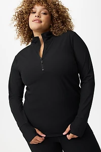 Performance Rib Long Sleeve Mock Neck Zip Pullover