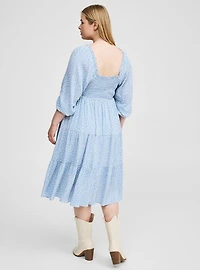 Midi Gauze 3/4 Length Sleeve Dress