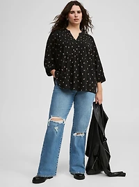 Long Sleeve Pleated Blouse